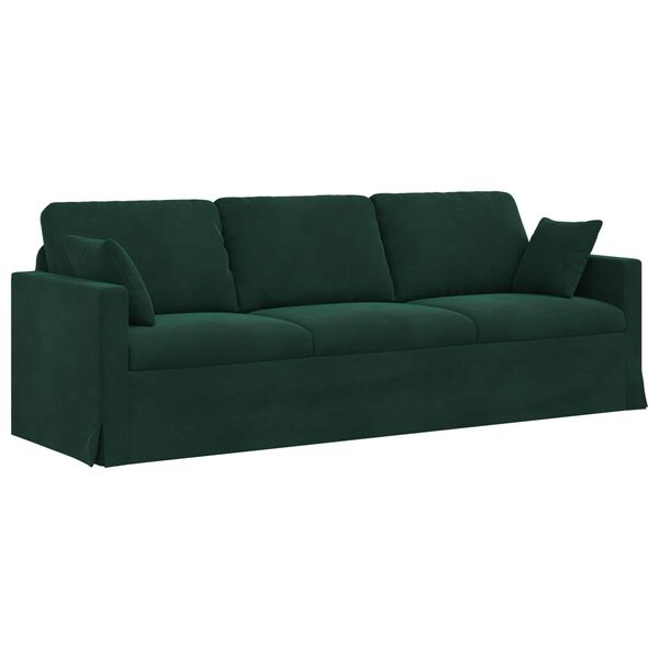 vidaXL Soffa M&ouml;rkgr&ouml;n 228 x 78 x 80 cm Sammet