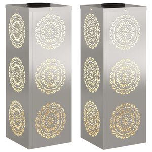vidaXL Solar LED Stig Ljus 2 st Varmvit 18 x 18 x 50 cm Rostfritt st&aring;l