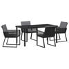 vidaXL Tr&auml;dg&aring;rdsm&ouml;belset 5 pcs Svart Pulverlackerat st&aring;l