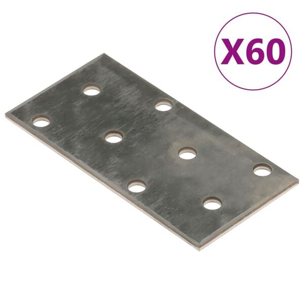 vidaXL Hålplatta 60 st 2 mm 80x40 mm galvaniserat stål