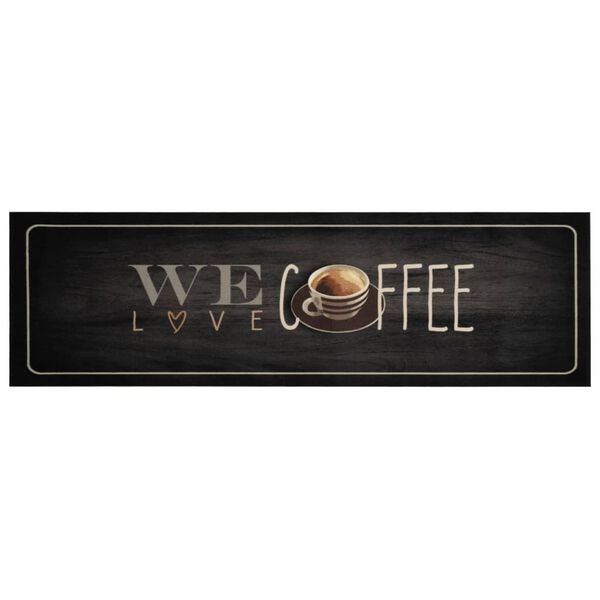 vidaXL Köksmatta maskintvättbar text Coffee 45x150 cm sammet