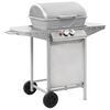 vidaXL Gasolgrill med 2 grillzoner rostfritt st&aring;l silver