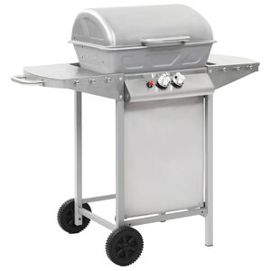 vidaXL Gasolgrill med 2 grillzoner rostfritt st&aring;l silver