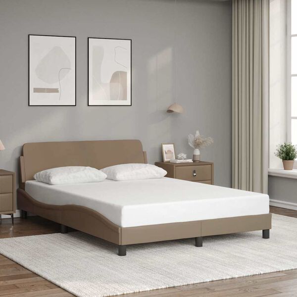 vidaXL Bed Frame "Dover" Cappuccino 140x200 cm Faux Leather