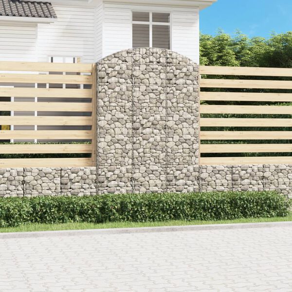 vidaXL Gabion b&aring;gformad 150x30x220/240 cm galvaniserat j&auml;rn