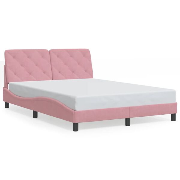 vidaXL Bed Frame without Mattress Pink 140x200 cm Velvet