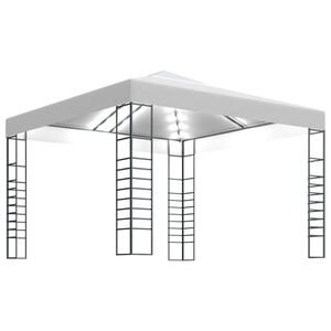 vidaXL Paviljong med ljusslinga LED 3x3 m vit
