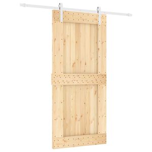 vidaXL Skjutd&ouml;rr Naturlig och vit 95 x 210 cm Massiv furutr&auml;d&ouml;rr