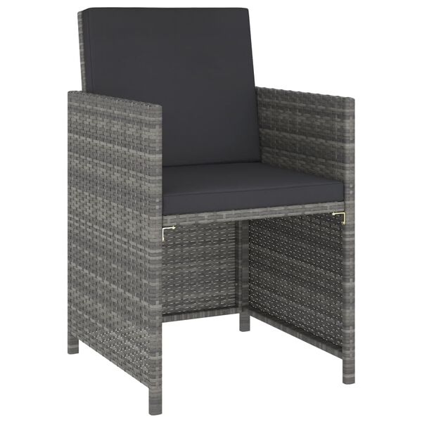 vidaXL Matgrupp för trädgården 6 delar konstrotting och akaciaträ grå