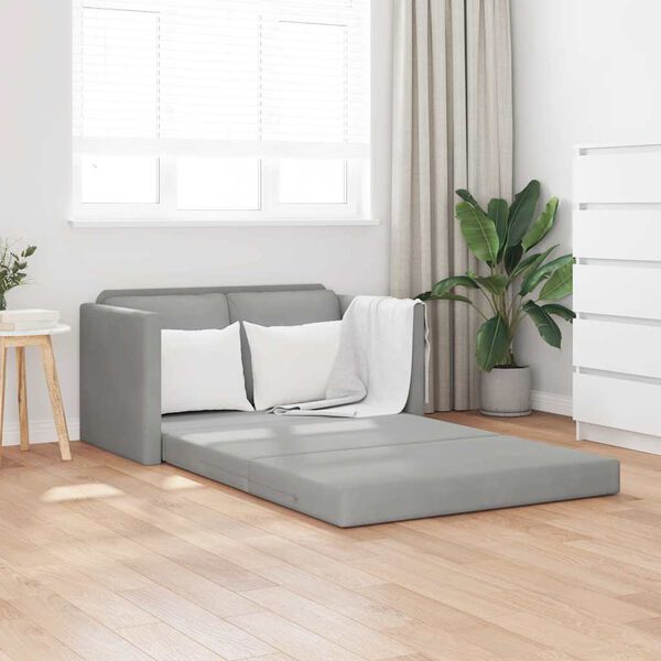 vidaXL Golvb&auml;ddsoffa 2-i-1 Ljusgr&aring; 122x204x55 cm sammet