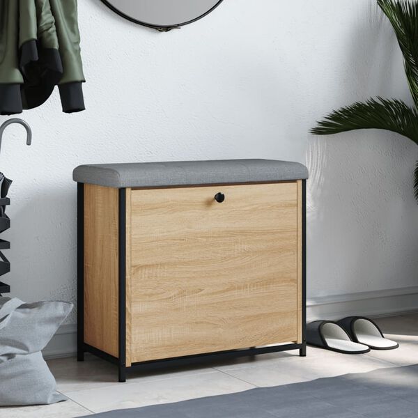 vidaXL Skob&auml;nk med flip-l&aring;da sonoma-ek 62x32x56 cm