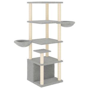 vidaXL Kl&ouml;str&auml;d med sisalpelare ljusgr&aring; 147 cm