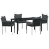 vidaXL Tr&auml;dg&aring;rdsm&ouml;belset 5 pcs Svart och Gr&aring; PE Rattan