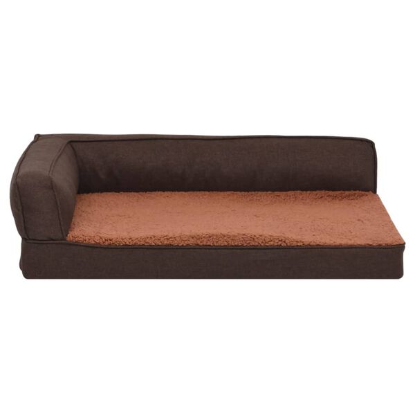 vidaXL Ergonomisk hundmadrass 75x53 cm linnelook fleece brun