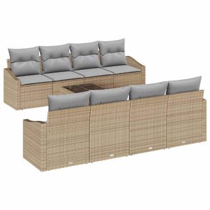 vidaXL Soffset med kudde med lagring 7 pcs Beige och Gr&aring; konstrotting