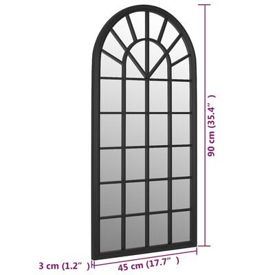 vidaXL Spegel svart 90x45 cm järn för inomhusbruk