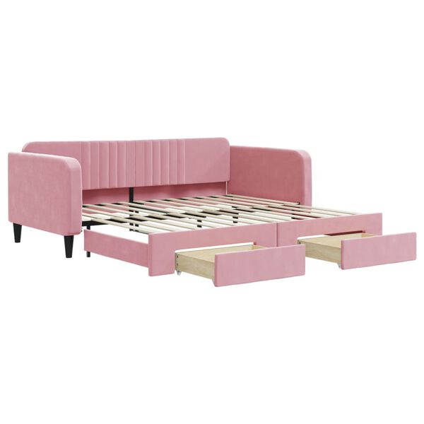 vidaXL Dagb&auml;dd utdragbar med l&aring;dor rosa 100x200 cm sammet
