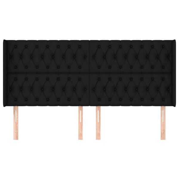 vidaXL S&auml;nggavel med kanter svart 203x16x118/128 cm tyg