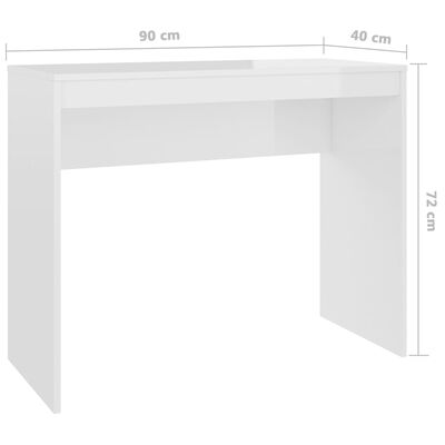 vidaXL Skrivbord vit högglans 90x40x72 cm konstruerat trä
