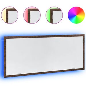 vidaXL Badrumsspegel med LED brun ek 100x8,5x37 cm konstruerat tr&auml;