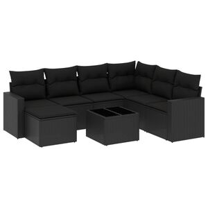 vidaXL Loungegrupp f&ouml;r tr&auml;dg&aring;rden med dynor 8 delar svart konstrotting