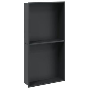vidaXL Duschnisch matt svart 32x62x9 cm rostfritt st&aring;l