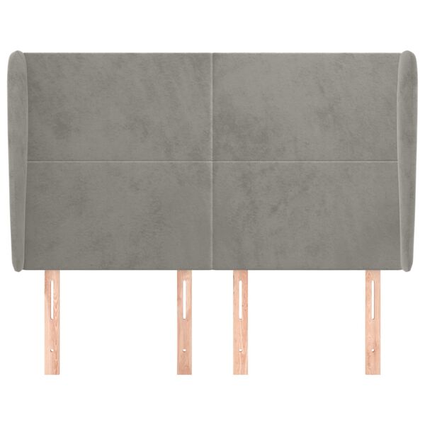 vidaXL S&auml;nggavel med kanter ljusgr&aring; 147x23x118/128 cm sammet