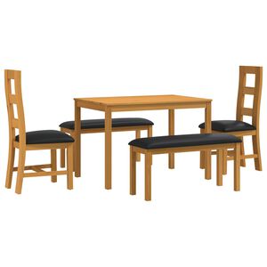 vidaXL Matgrupp 5 st Svart Massivt Ektr&auml;