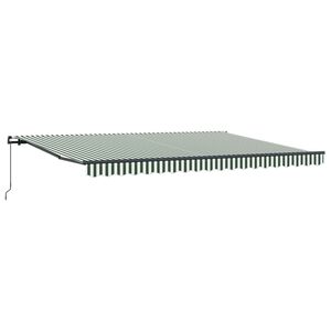 vidaXL Utdragbar markis Gr&ouml;n och Vit 450 &times; 350 cm