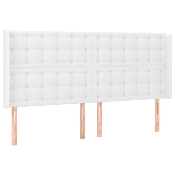 vidaXL Sänggavel med kanter vit 203x16x118/128 cm konstläder