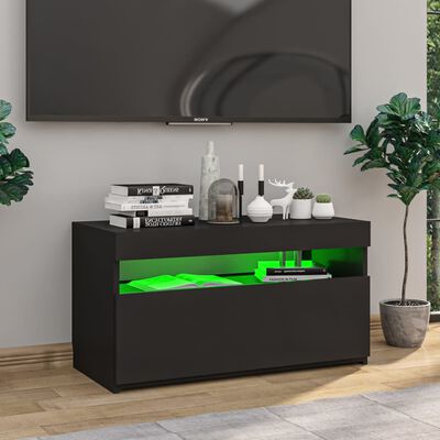 vidaXL Tv-bänk med LED-belysning svart 75x35x40 cm