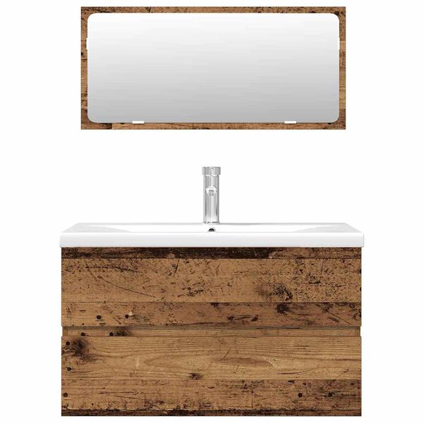 vidaXL Badrumsm&ouml;bler set 3 delar &aring;ldrat tr&auml; konstruerat tr&auml;