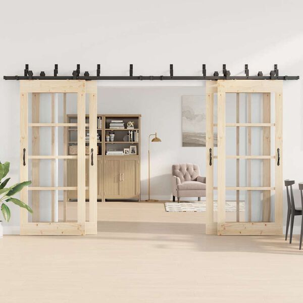 vidaXL Skjutd&ouml;rrsbeslag 400 cm st&aring;l svart