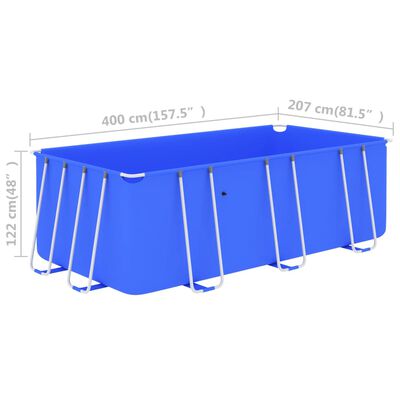 vidaXL Pool med stålram 400x207x122 cm blå