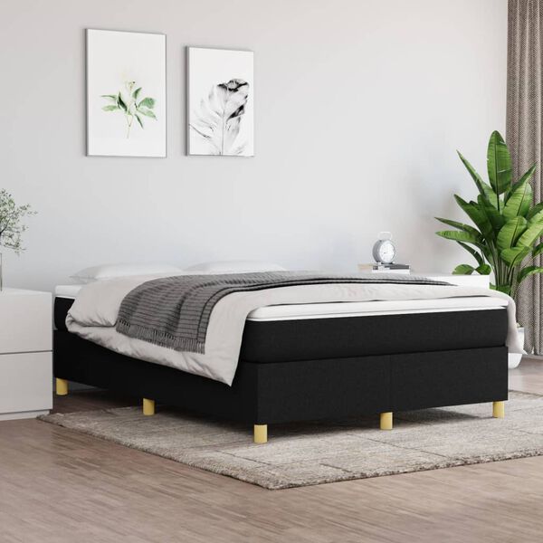 vidaXL Boxspring-sängram svart 140x190 cm tyg