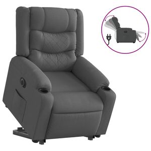 vidaXL Elektrisk reclinerf&aring;t&ouml;lj med uppresningshj&auml;lp m&ouml;rkgr&aring; tyg