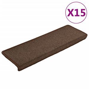 vidaXL Trappmattor 15 st 65x21x4 cm bruna rektangul&auml;ra kanter