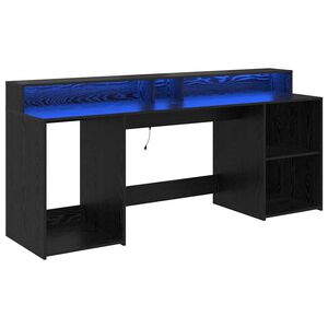 vidaXL Skrivbord med l&aring;da Svart ek 200 x 55 x 91 cm Konstruerat tr&auml;