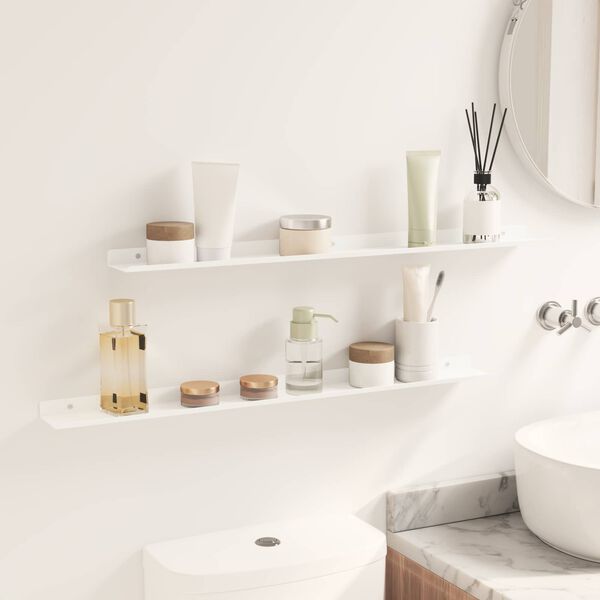 vidaXL Flytande hylla V&auml;ggmonterad 2 pcs Vit 80 x 9 x 2,5 cm St&aring;l