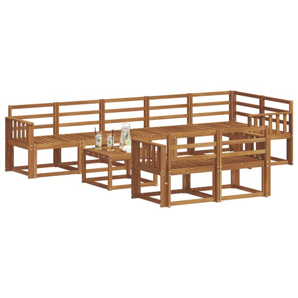 vidaXL Utomhussoffset 9 pcs Naturf&auml;rg Massivt Akaciatr&auml;