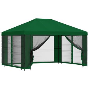 vidaXL Tr&auml;dg&aring;rdsgazebo med sidov&auml;ggar 4 &times; 3 m Gr&ouml;n Polyester och St&aring;l