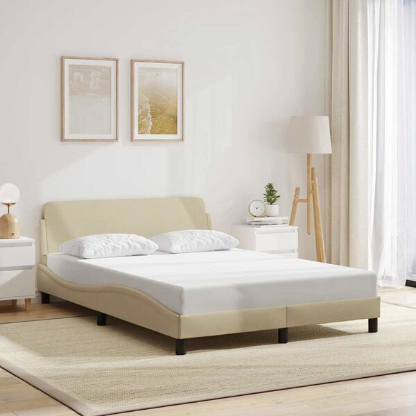 vidaXL Bed Frame "Dover" Cream 120x200 cm Fabric