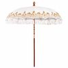 vidaXL Balinesisk Parasol 215 x 215 x 260 cm Bomull Rund Gr&auml;ddvit
