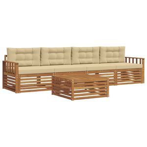 vidaXL Utomhussoffset med kudde 5 pcs Naturlig och Beige