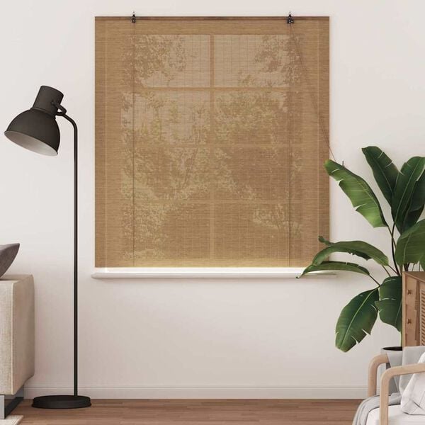 vidaXL Rullgardin med gardiner Brun 150 x 160 cm Bambu