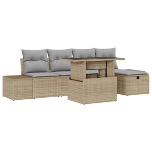 vidaXL Tr&auml;dg&aring;rdsoffset 6 pcs Beige konstrotting