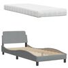 vidaXL Bed with Mattress "Hanko" Light Grey 90x190 cm Fabric
