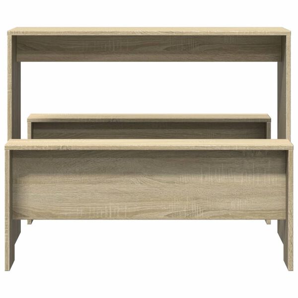 vidaXL Matbord med bänkar 3 delar sonoma-ek konstruerat trä