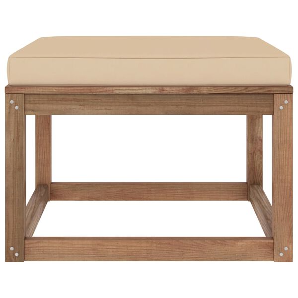 vidaXL Fotpall f&ouml;r tr&auml;dg&aring;rden med beige dyna