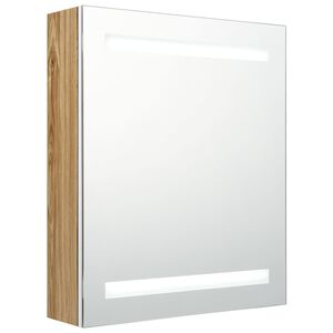 vidaXL Badrumsspegel LED vit och ek 50x14x60 cm